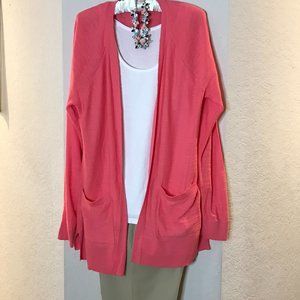 LOFT hibiscus open cardigan sz L